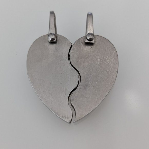 Half Hearts Stainless Steel Charms - Picture 2 of 4
